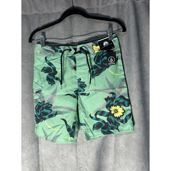 New Boys Size 28 (16) Volcom Boardshorts Polyester MOD Polydactal Trunk - Picture 1 of 3